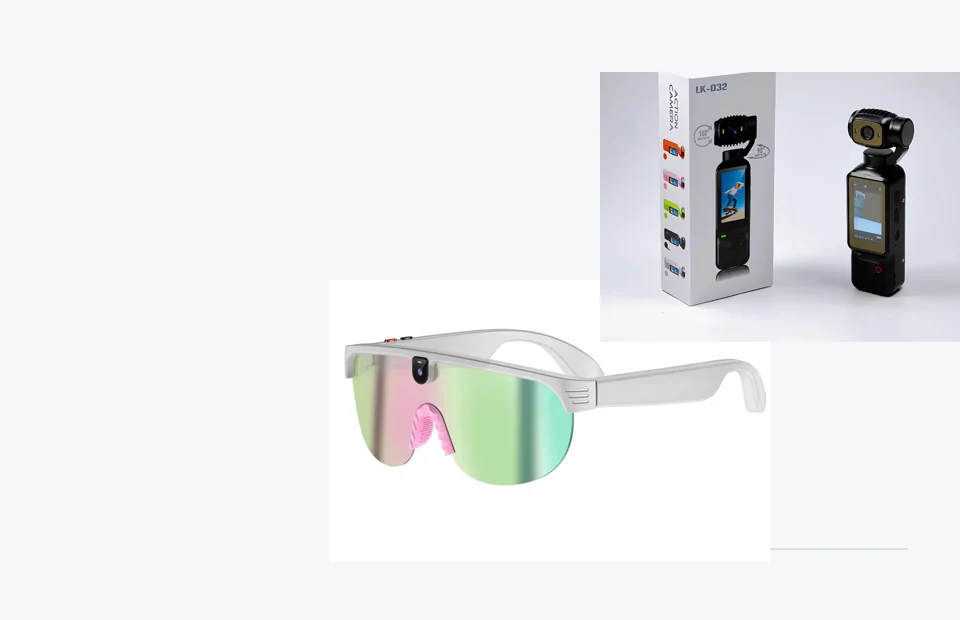 Gafas inteligentes AIMB G5 y cámara LK-032 reales
