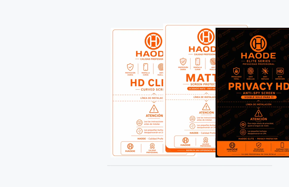 Empaques reales HAODE HD Clear, Matte y Privacy HD