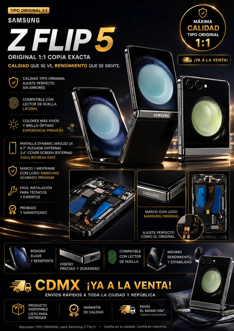 Pantalla Samsung Z Flip5 TIPO ORIGINAL CON MARCO